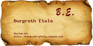Burgreth Etele névjegykártya